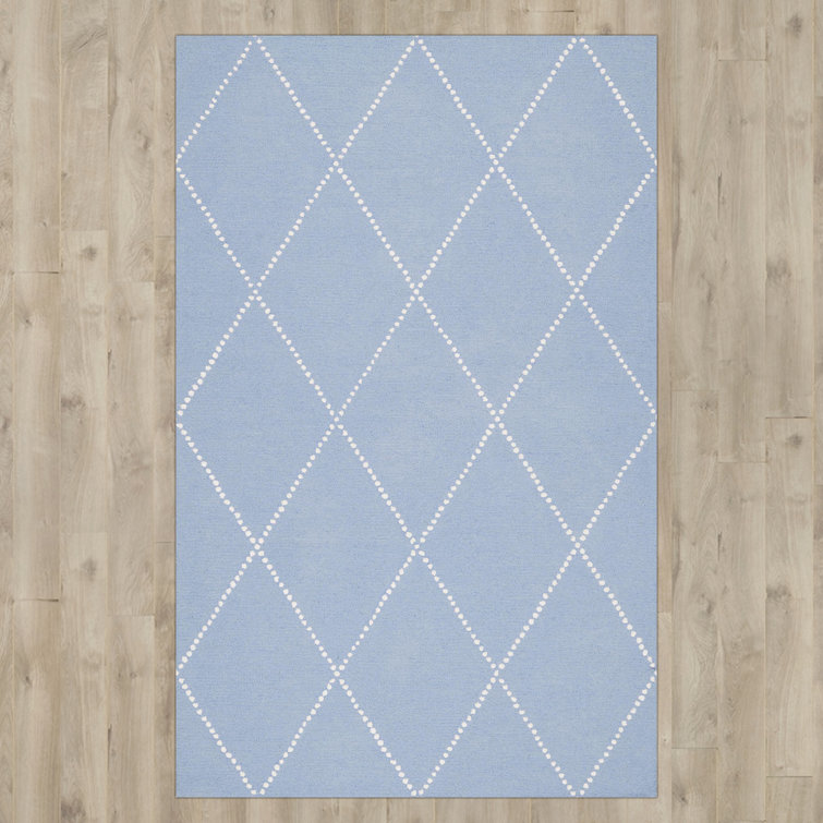Winston Porter Karaline Diamond Trellis HandTufted Wool Baby Blue Area